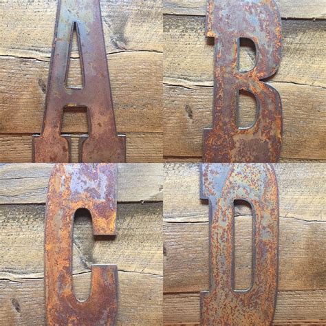 rusty metal letter box|small metal letters for decorating.